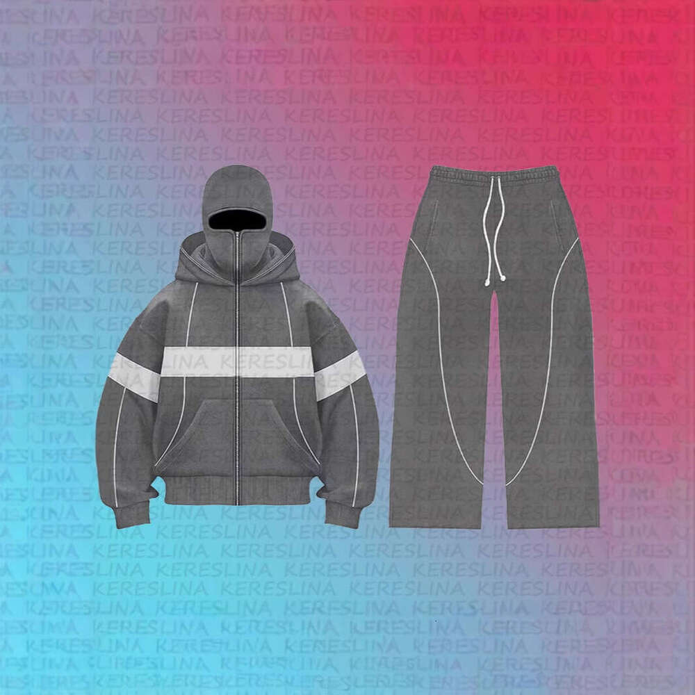 Personalized double hat design solid color hooded cardigan autumn winter with fleece men's and women's loose Y2K hoodie