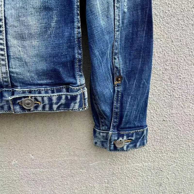 100 CHAREI HARPER 2818 Denim jacket mens high quality wash white top Youth hipster men ripped patch denim jacket X250113