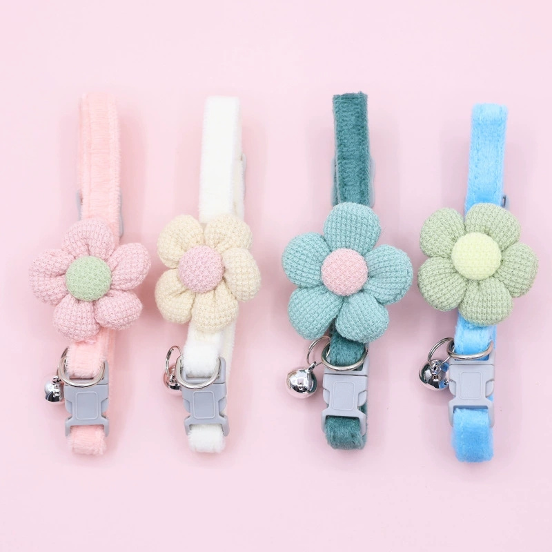 Cat Collar with Cute Flower Adjustable Buckle Cat Collar Bell Collar Cat Small Pet Supplies Kitten Collar Small Dog Acce