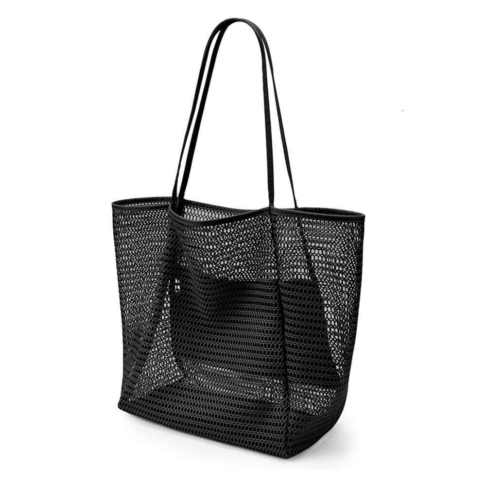 New Folding Beach Mesh Handbag, Women's Shoulder Shopping Summer Outdoor Travel Bag