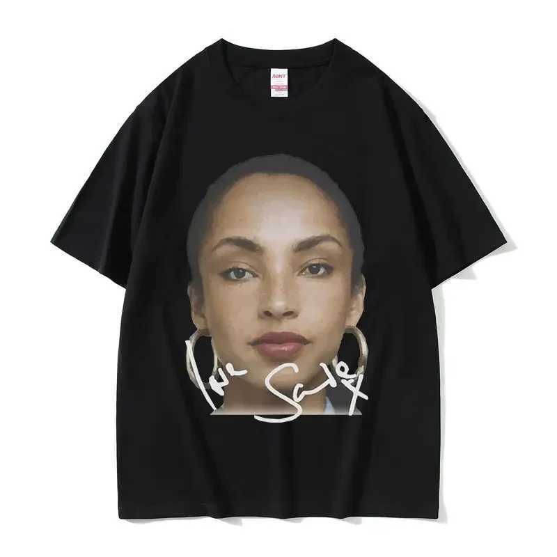 90s Singer S-Sade Print Graphic T Shirt Men Women Hip Hop Vintage Short Sleeve T-shirts Cotton Oversized T-shirt Streetwear X2501139