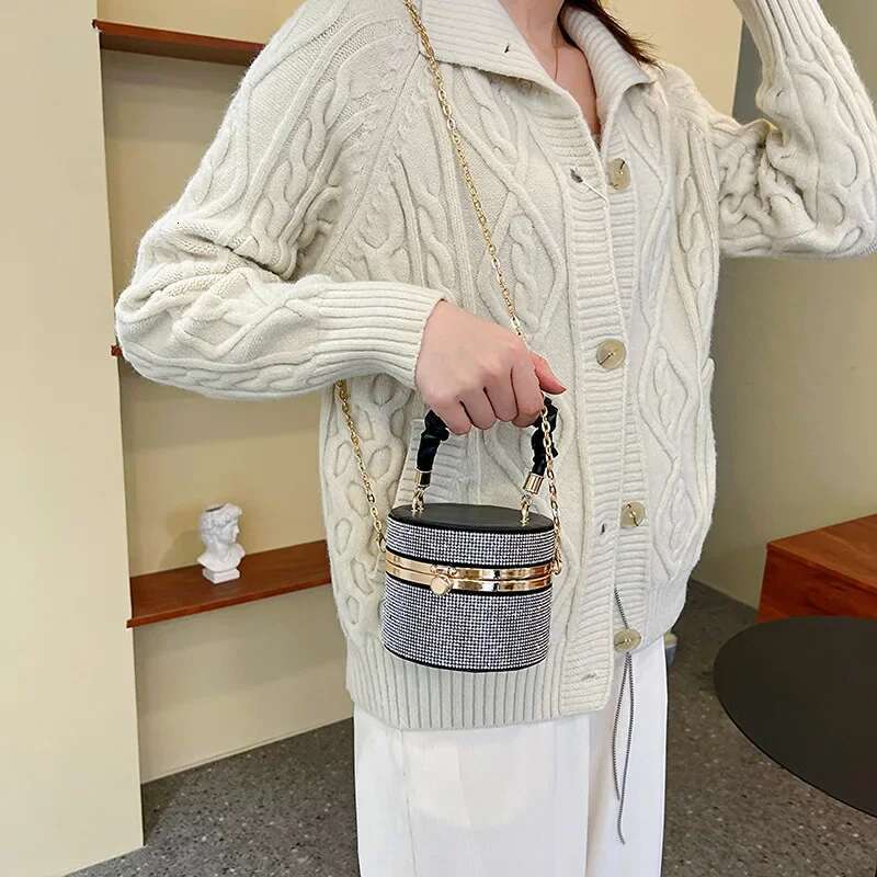 Shoulder Bag Crossbody Bags For Women Clutch With Rhies Bucket Women's Fashion Shining Metallic Messenger Handbags