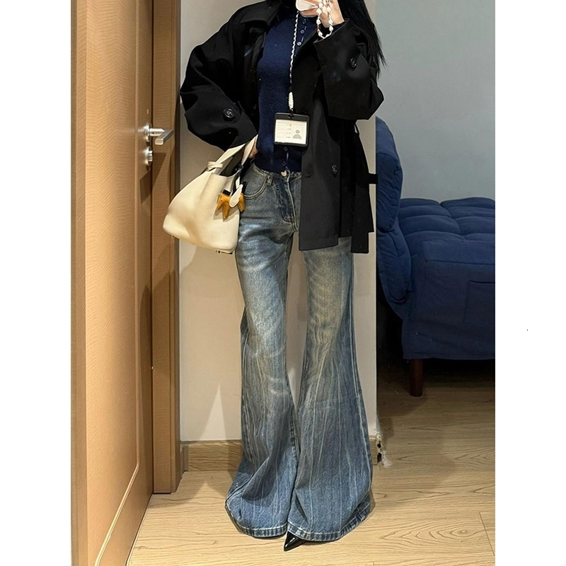 Womens Blue Y2k Jeans Baggy Harajuku Aesthetic Denim Trousers Vintage Streetwear Jean Pants Japanese 2000s Style Trashy Clothes 241227