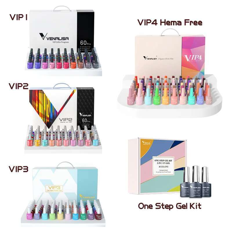 1 Set VENALISA VIP Kit Polish VIP4 Hema Free Lacquer New Learner Wholeset Nail Manicure Soak off UV LED Gel Varnish