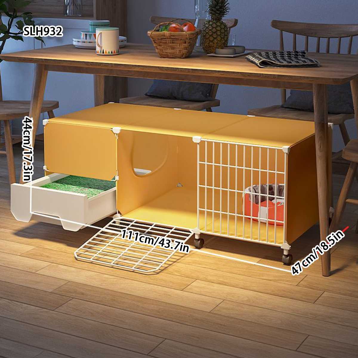 Indoor Winter Warmer Cat Home with Built-in Litter Box - Compact Pet Enclosure for Small Spaces