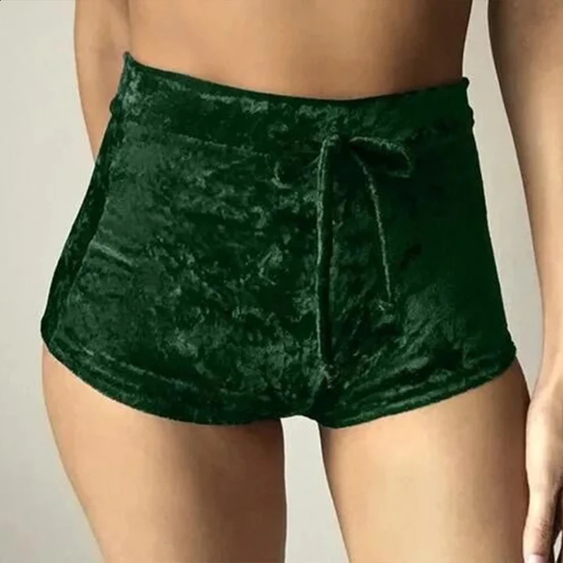 6 Colors Style Fitnes Velvet Drawstring Shorts Casual High Waist Sexy Skinny Sweatpants Streetwear 250107