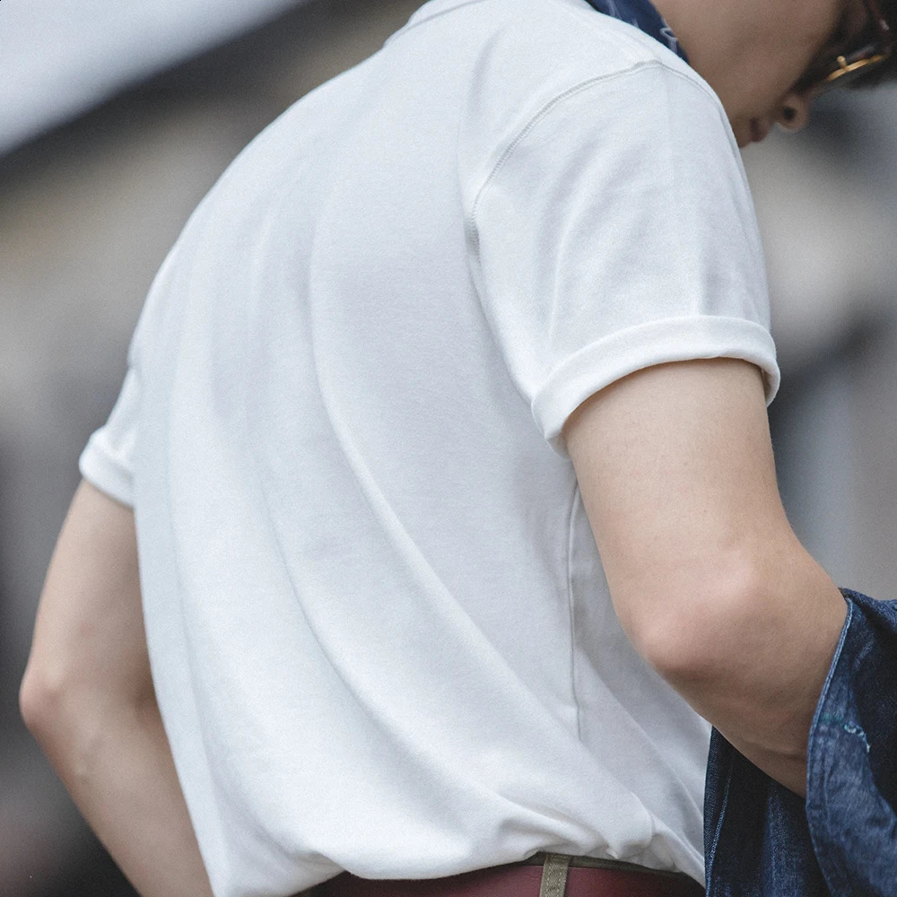 Maden Summer Solid Color Cotton Tshirts for Men Unisex ONeck T Shirts Short Sleeve Heavyweight Plain White Tees Basic Tops 250113