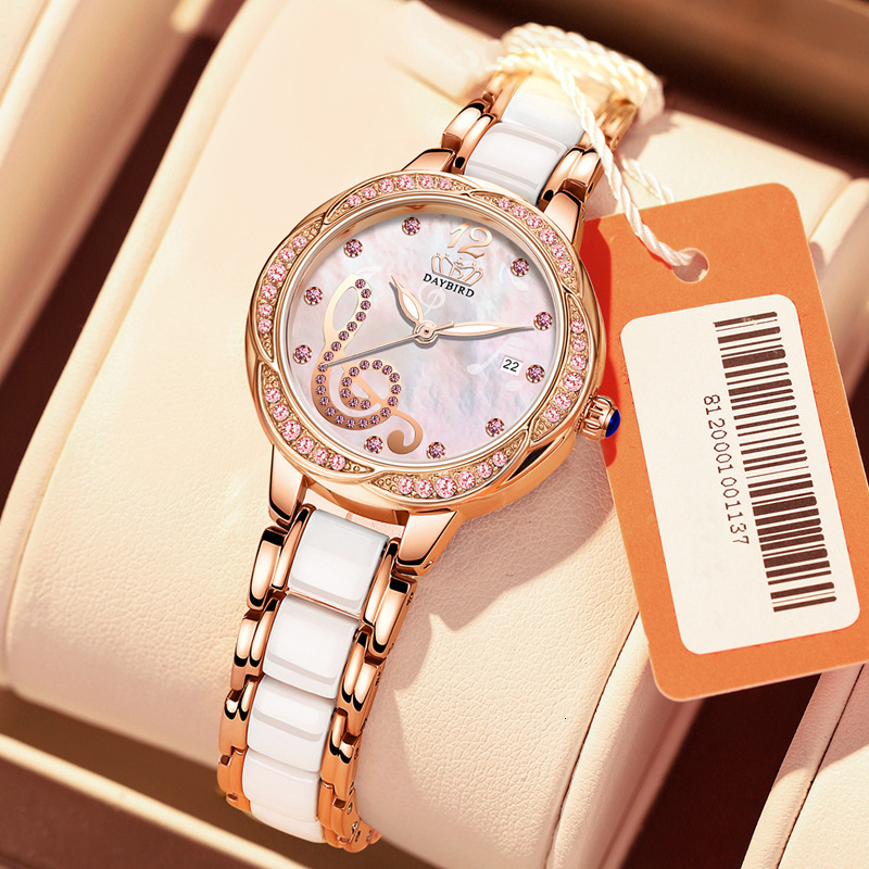 Stylish Women's Watch with Automatic Movement, Musical Notes, and Date Display