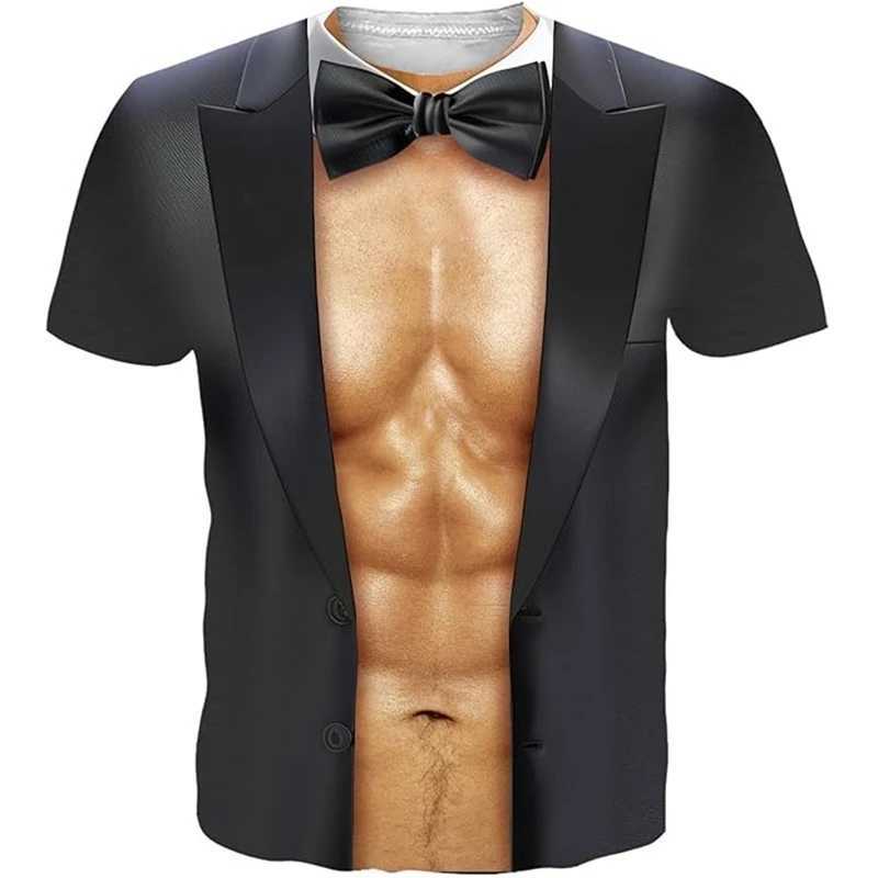 3D Print Fake Musle Graphic T Shirt Men Clothing Summer Funny Ugly Men T-shirts Harajuku Y2k Fashion Party Short Sleeve Men Tee X250113