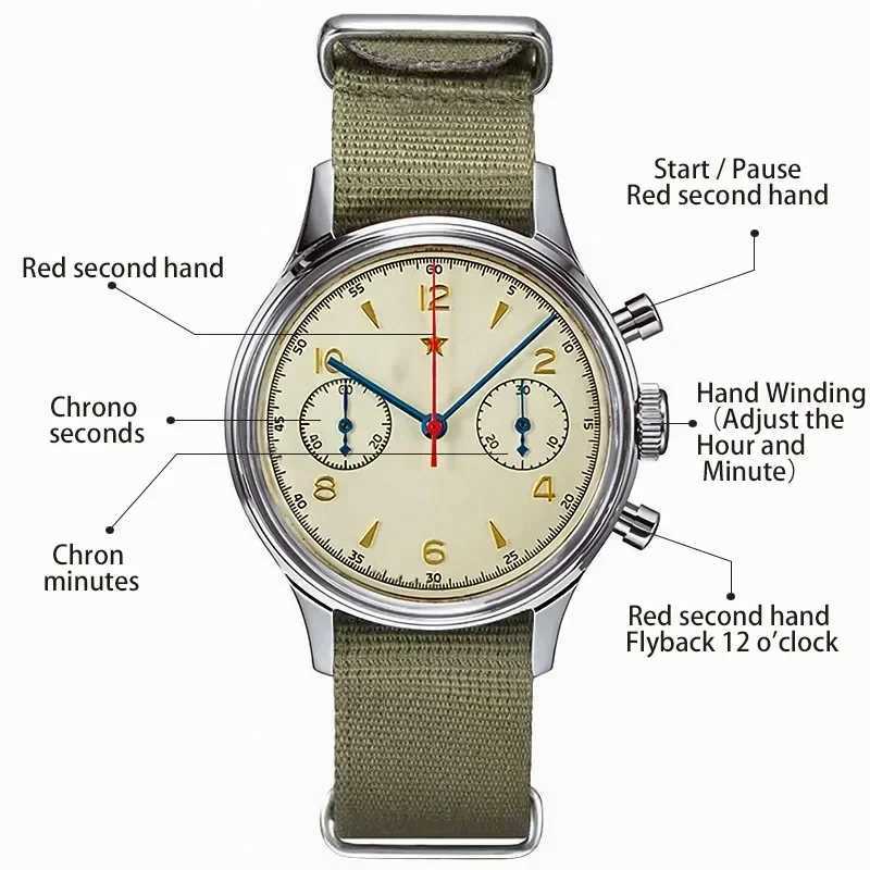 Mens Watch 1963 Pilot Watch 42mm Retro Quartz Chronograph M250113