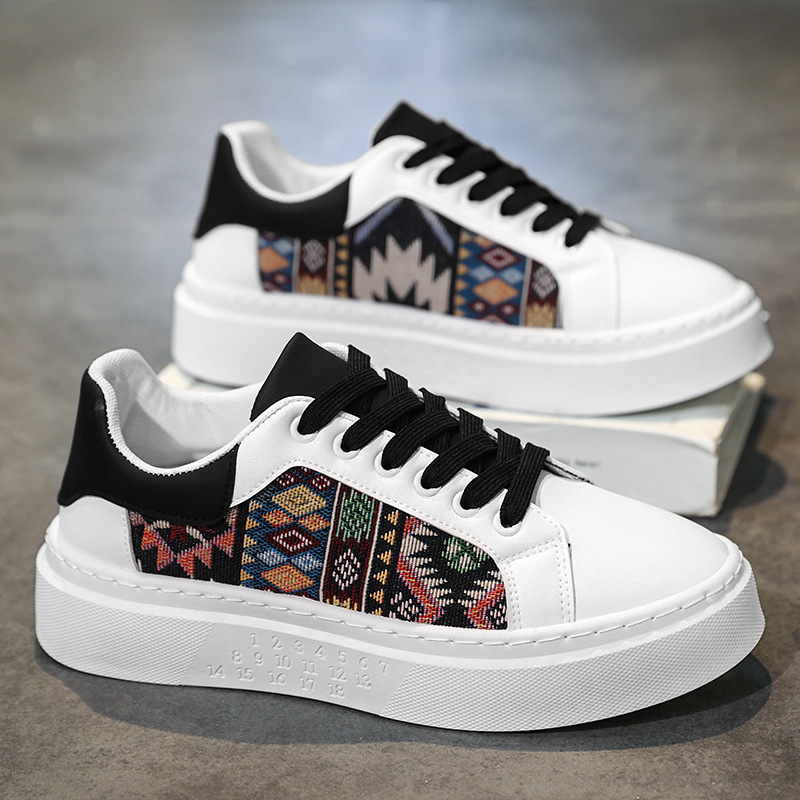 Men Casual Shoes Fashion Printing Design Sense 2025 New Trendy Versatile Thick Sole Anti-slip Triple Black Beige Free shipping