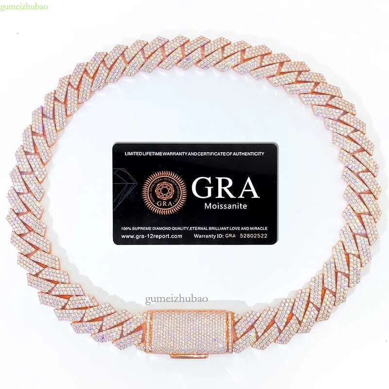Bracelet Designer Jewelry Cuban k High Quality 3 Rows VVS Moissanite Dia Chain White Rose Gold Plated Hip-hop Chains for Men Necklace