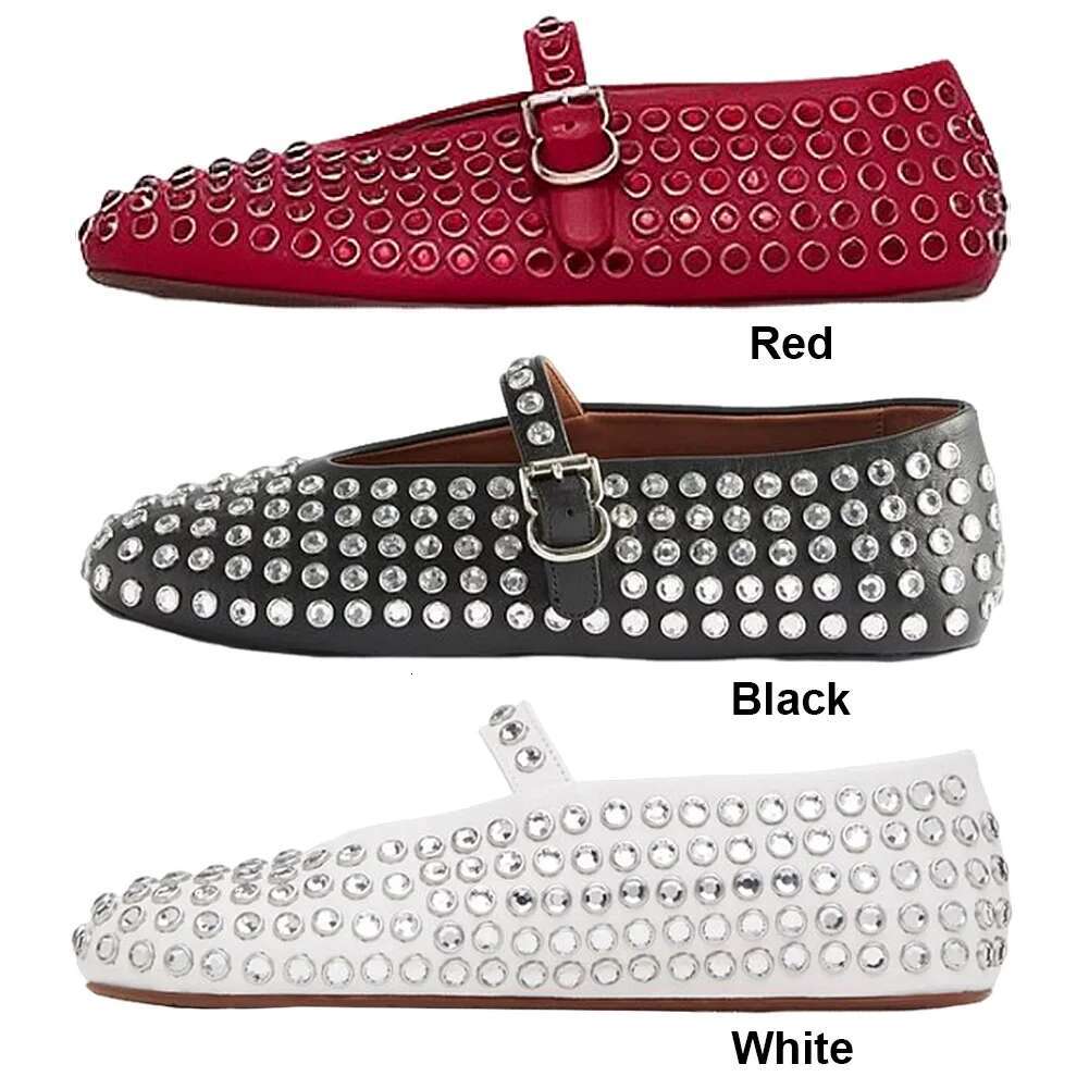 Women Shiny With Buckle Strap Rhie Ballet Flats Crystal Ballerina Comfortable Female Casual Shoes