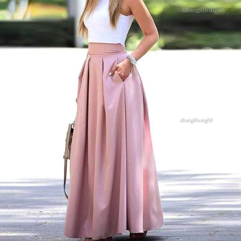 Stylish Pleated Maxi Skirts Women's Spring Sundress ZANZEA 2021 Casual High Waist Long Vestidos Female Solid Faldas Saia 7 Y1006
