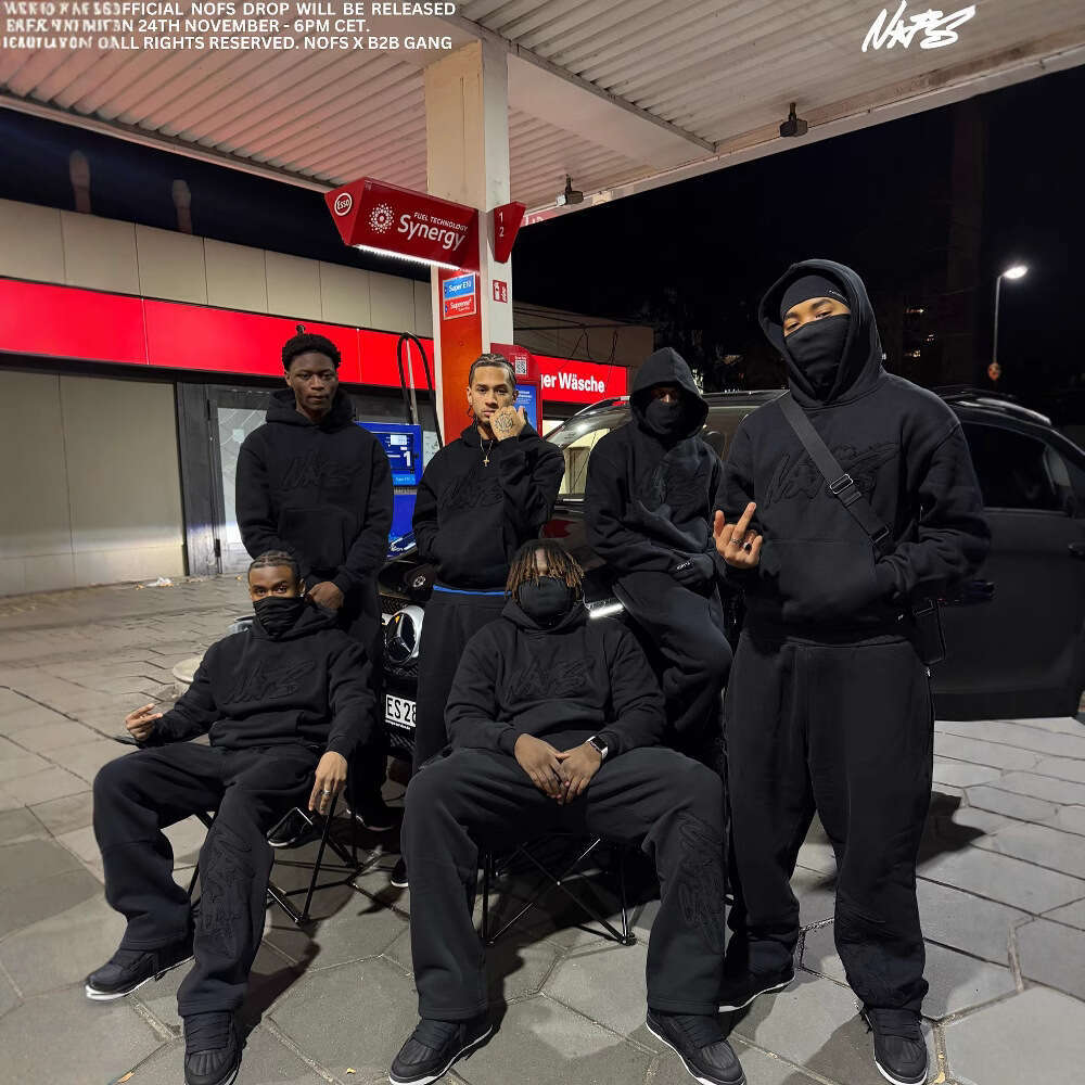 American Y2K street niche hip-hop style with personalized and creative letter print pullover hoodie set