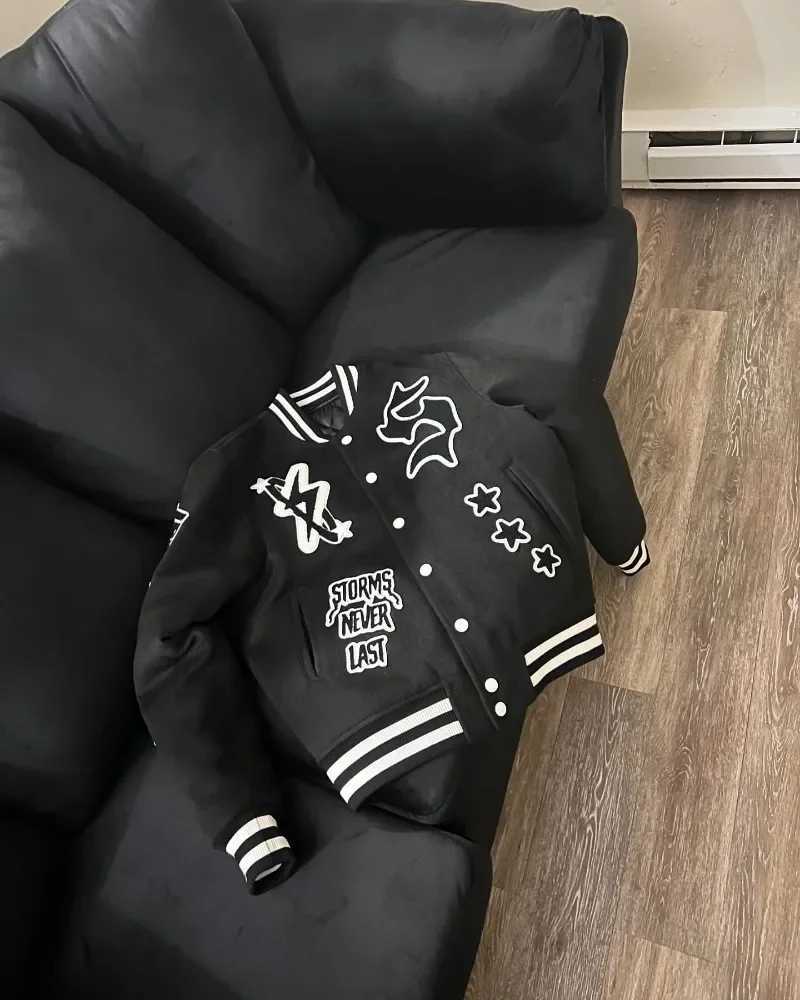 American New Hip Hop Embroidered Coat Y2K Retro Harajuku Baseball Uniform Jacket Men Street Gothic Punk Casual Loose Streetwear X250113