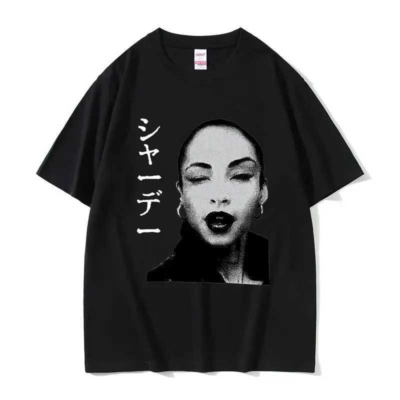 90s Singer S-Sade Print Graphic T Shirt Men Women Hip Hop Vintage Short Sleeve T-shirts Cotton Oversized T-shirt Streetwear X2501139