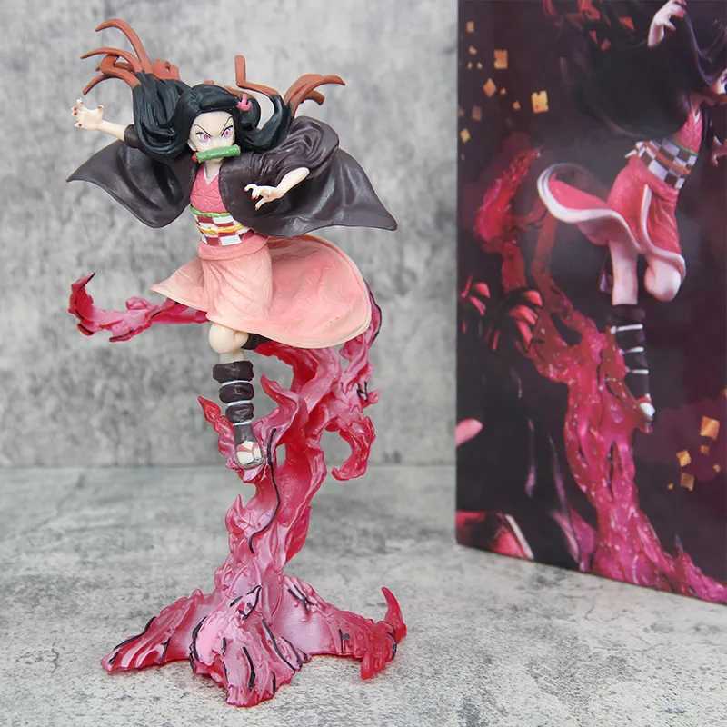 Action Toy Figures Anime Fighting Kamado Figure Demon Slayer Blood Ghost Technique Kamado Nezuko Figurine 24cm Model PVC Collectible Statue Toys Y250111WI7N
