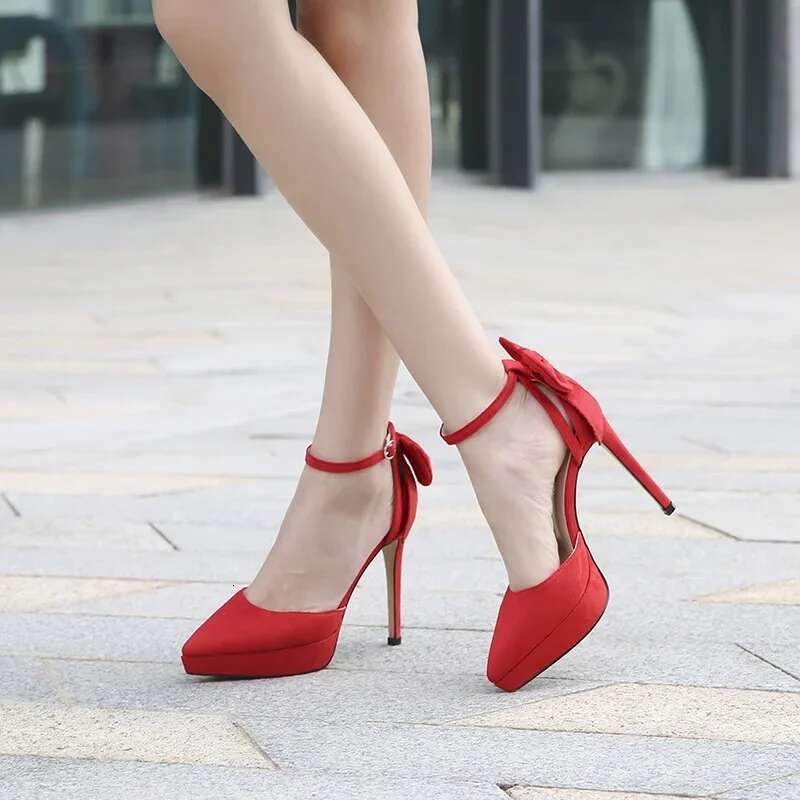 Fashion Heeled Shoes Elegant Ladies Super High Heels Brand Women Pumps Thin Heel 12Cm Plus Size 42 D153