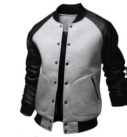 Cool College Baseball Jacket Men 2017 Fashion Design Black Pu Leather Sleeve Mens Slim Fit Varsity Jacket Brand Veste Homme X250113
