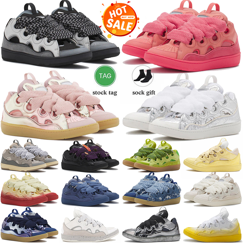 Luxury casual shoes Leather Curb Sneakers Designer Dress running Shoes Extraordinary Casual Sneaker Calfskin Nappa Platform Mens Sports Trainers