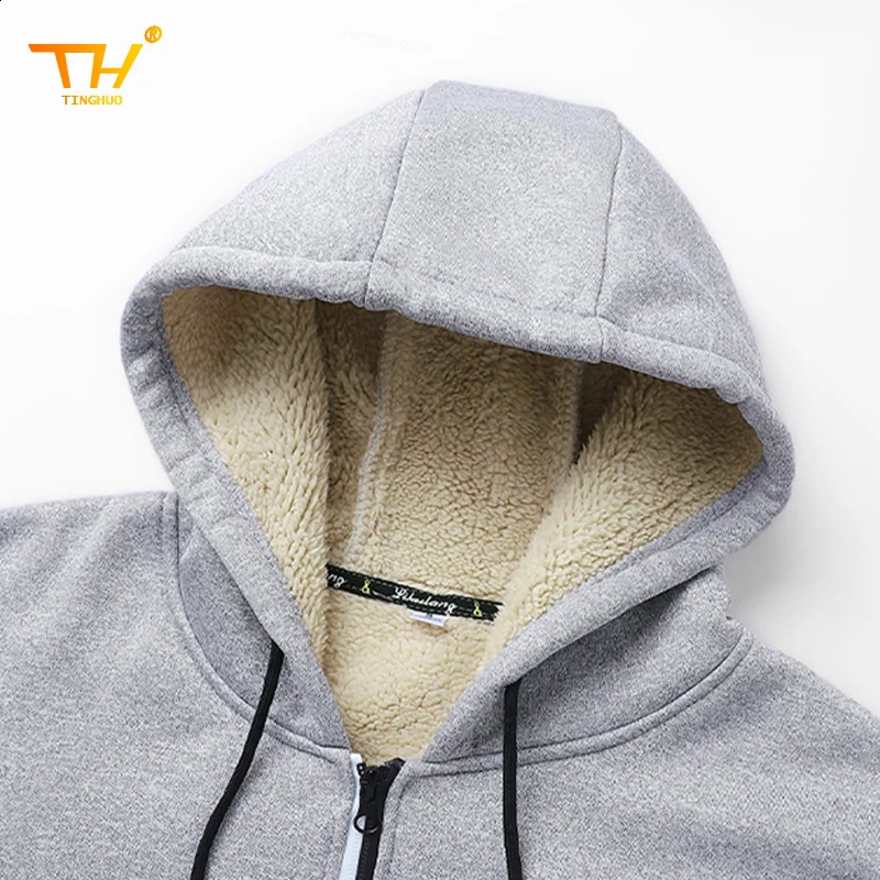 TINGHUO Sweater men hooded cardigan hoodies mens Fleece Zipper coats Men autumn winter 250113