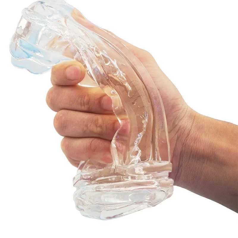 Male Masturbator Cup Soft Silicone Pussy Transparent Vagina Adult Goods Endurance Exercise Vacuum Pocket Cup for Adults Sex ToysXJ250113