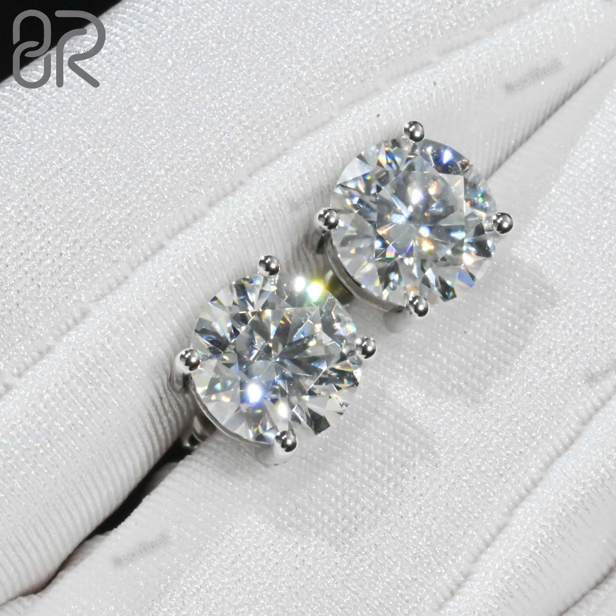 Fancy Jewelry Real 14K 18K Gold Earring Pass Diamond Tester Round Brilliant Cut Lab Grown Diamond Stud Earrings For Men Women