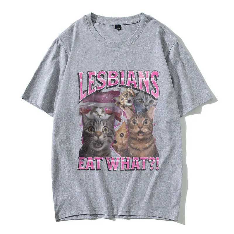 Lesbians Eat What Graphic T-shirt Men Women Fashion Oversized Streetwear Unisex Casual Soft Cotton Short Sleeve Male Loose Tees X250113