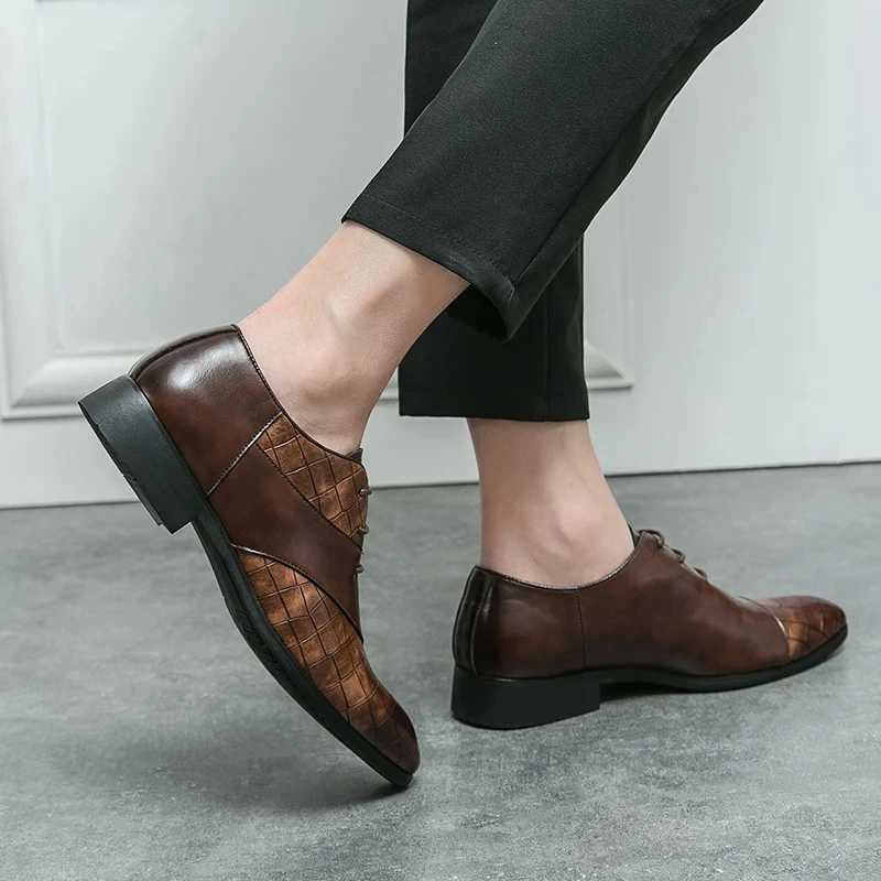 Luxury Leather Shoes for Men Brand Derby Shoes for Men Pointed Toe Lace-up Mens Formal Shoes Handmade Business Footwear 2024XJ250113