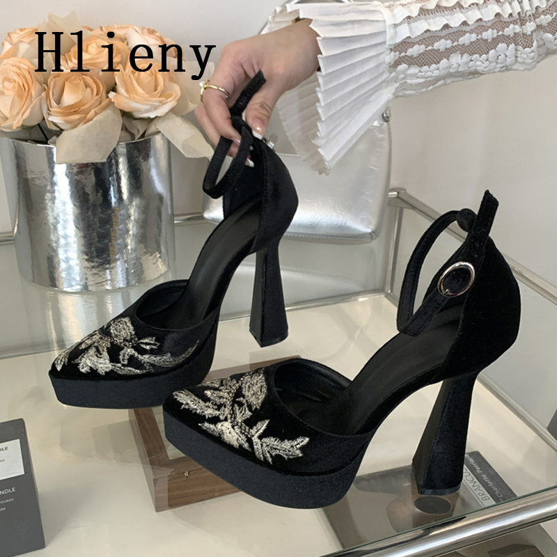 Hlieny New Fashion Street Style Design Buckle Strap Women Pumps Pointed Toe High Heels Wedding Banquet Female Sandals Shoes