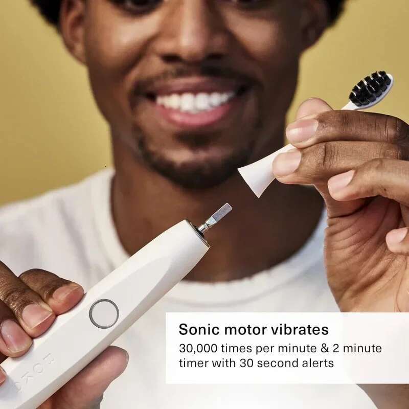 QWBoka Electric Toothbrush for Adults w/2 Heads-Rechargeable Sonic Powered Tooth Brush-Charcoal Activated Bristles Charging Base