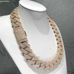 dia gold necklace 20mm Width 3 Row hop hip jewelry iced Out moissanite dias cuban k chain necklaces designer bracelet Free Shipping