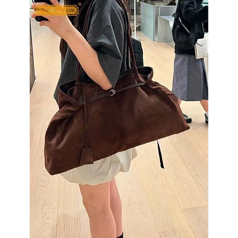 Women Vintage Large Capacity Designer Genuine Leather Single Shoulder Bag Office Ladies Casual Armpit Bags Haruku Tote Handbag