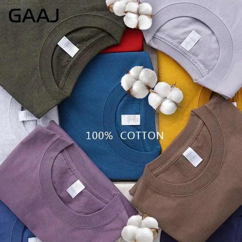 100 USA Cotton T shirt MenGAAJ Plain TopsShort Sleeve TshirtSoild TshirtFashion TeeQuality Mens Clothing200gsm 7oz 250113