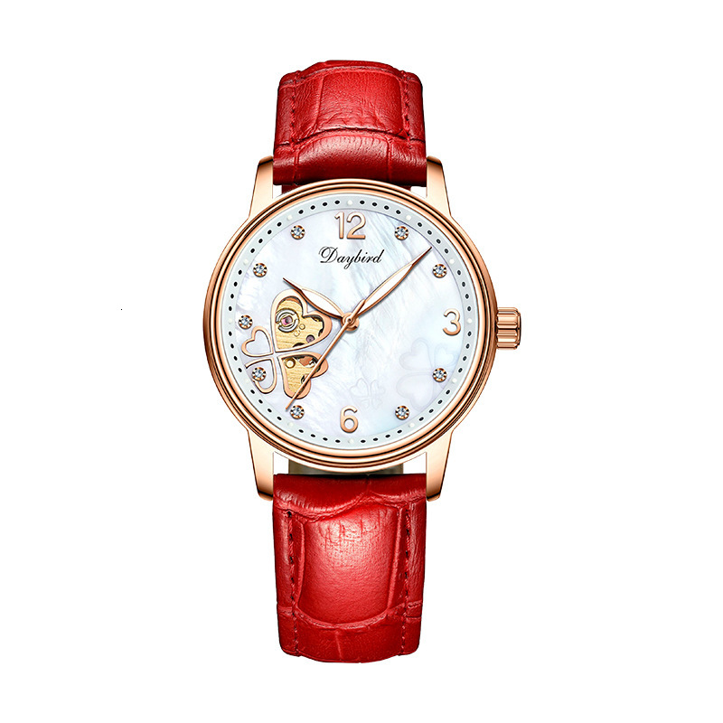 New Hollow out Mechanical Night Glow Ceramic Clover Women's Watch Temperament Waterproof