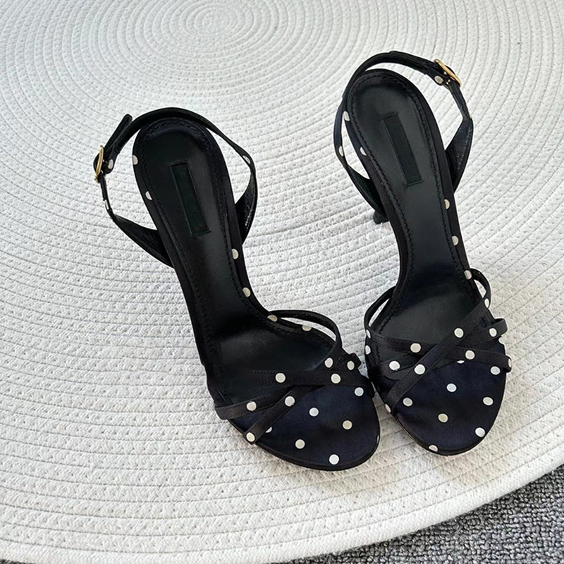 Women Sandals New Fashion French Sweet Style Dot Design High Heel Triple Black Free shipping