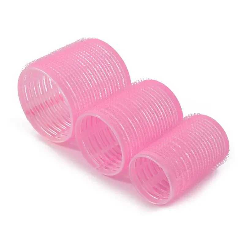 Hot selling 9-piece pink nylon plastic hair roll set DIY hair removal tool 3-size no heat self grip hair roll W250113