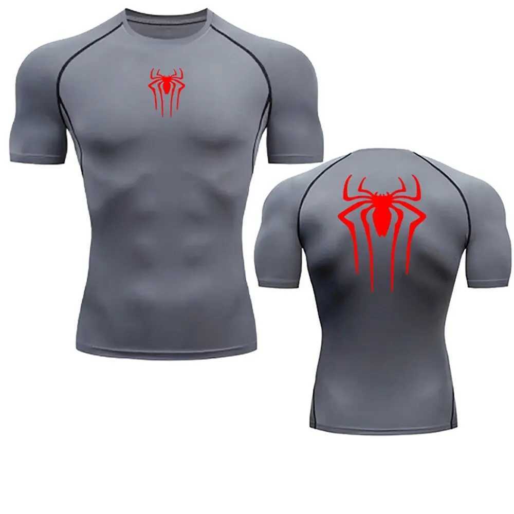 Mens Compression Spider Printed T-Shirt Sports Y2K Short Sleeve Muscle Fitness Tight Quick-drying Breathable Gym Clothes Tops X250113