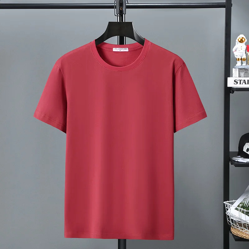 10XL 12XL Plus Size Tshirt Summer Cotton T Shirt Men Short Sleeve Casual Tops Tees Male Solid Color Crewneck 250113