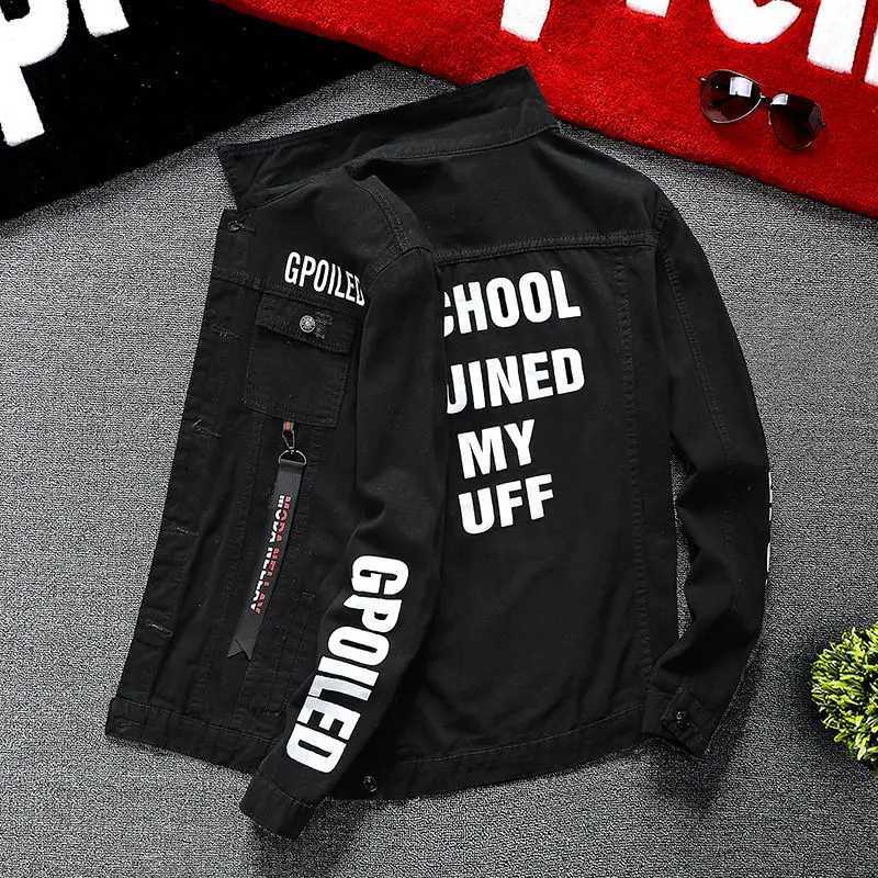 Male Jean Coats Red With Print Mens Denim Jacket Casual Slim Short Clothing Elatic New In Large Size On Board Fashion G Washed X250113