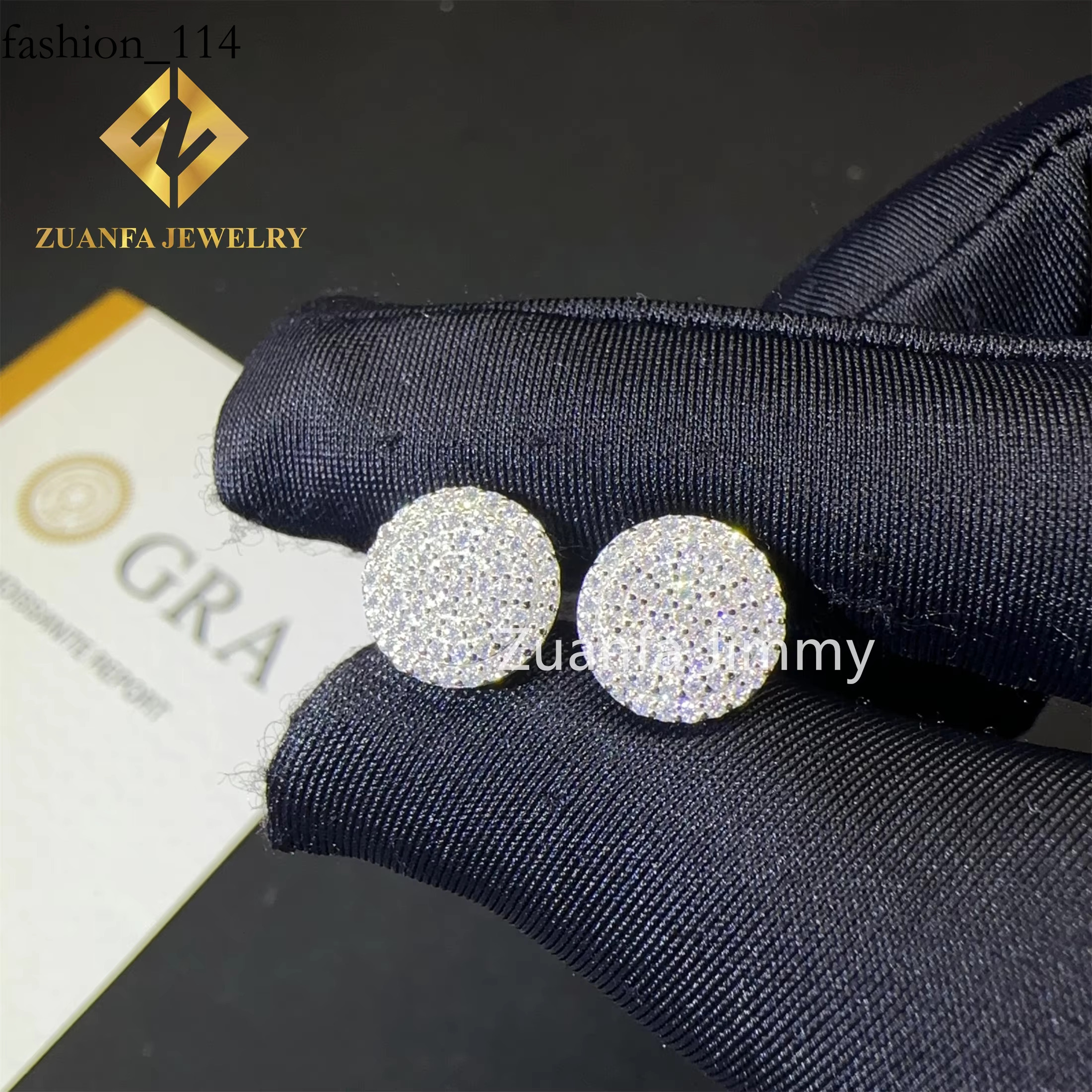 Drop Shipping iced out hip hop sterg sier Sier White Gold Plated screw back moissanite Dia Stud Earrings Men