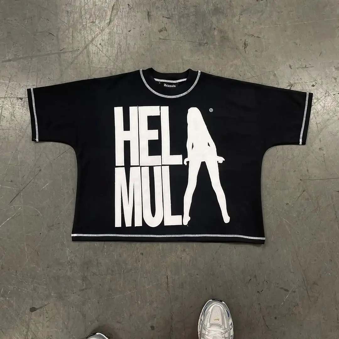 Y2K retro trendy street graffiti print Oneck Tshirt mens hiphop ins Harajuku n casual basic couple loose 250113