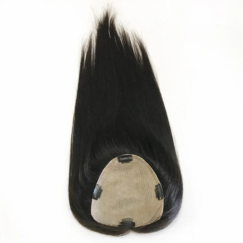 Virgin Human Hair Silky Straight Women Topper European Hair Pieces 4 Clips in 15x16cm 12-20Inch Women Toupee