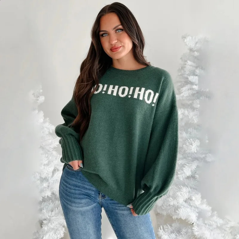 Autumn Winter Knitted Letter y Christmas Sweater Women O Neck Long Sleeve Loose Casual Versatile Street Pullovers 250113