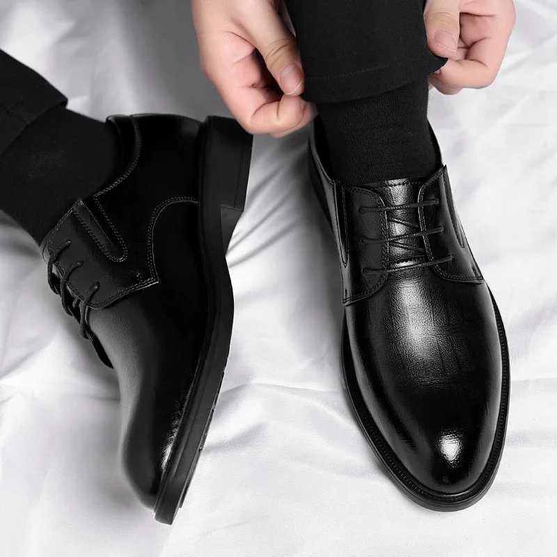 3/6/8 CM Elevator Shoes Men Dress Shoes Black Soft Leather Men Heighten Formal Shoes Casual Business Men Oxfords Suit ShoesXJ250113