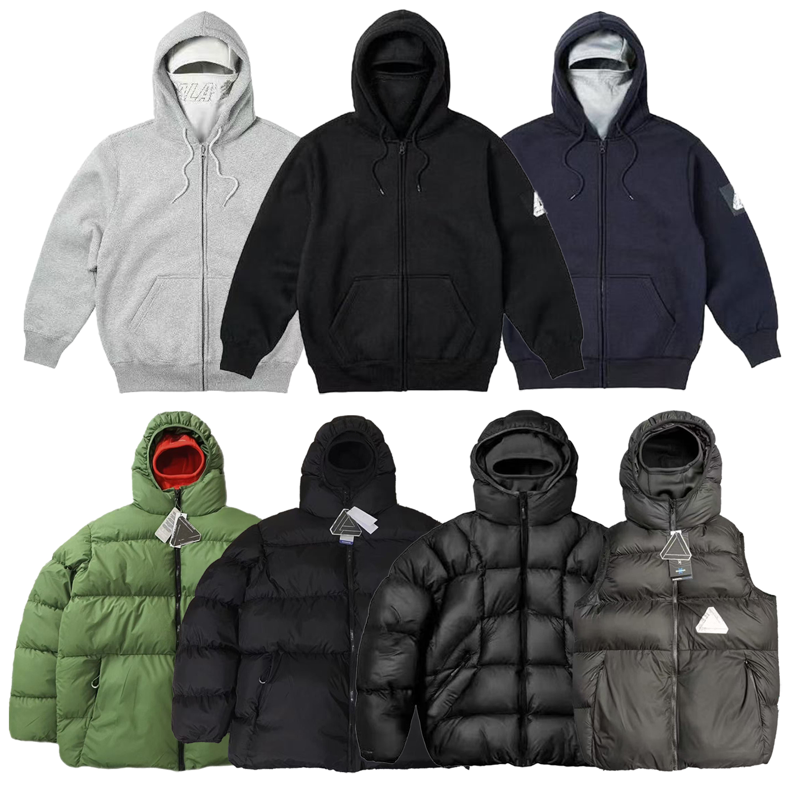 Mens Down Jacket Perrex Matte Balaclava Puffa Winter Jacket With Face Mask Windbreaker Coat Printed Warm Hooded Puffer Jacket Casual Outwear Jacket