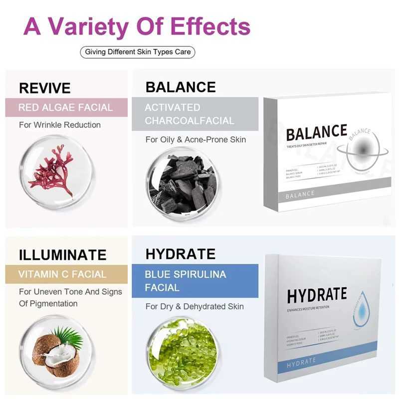 New Illuminate Glam Revive Hydrate Detox CO2 Small Bubble Machine Consumables Kits Serum Oxygen Pods for Oxygen Jet Peel DeviceXJ250113