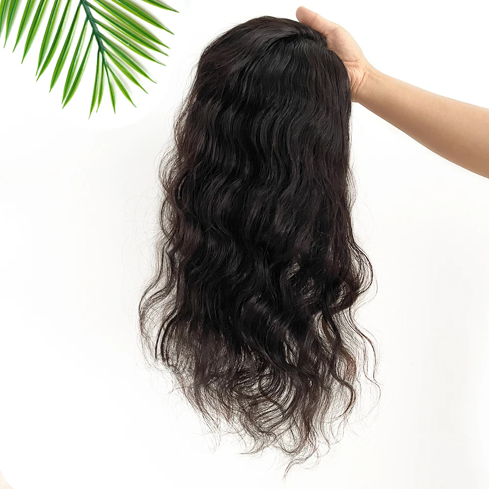 Long Wavy Hair Silk Base Human Hair Women Topper Natural Wave European Virgin Hair Pieces All Sizes Hand Tied Silk Top Toppers 6x6"