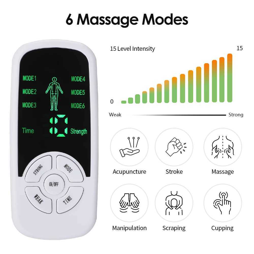 Electric Muscle Stimulator 6 Modes Mini Cervical Spine Massager Meridian Body Massage Device for Pain Relief ElectroestimuladorXJ250113